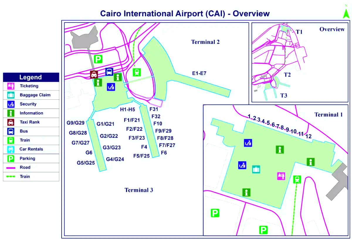 De internationale luchthaven van Caïro