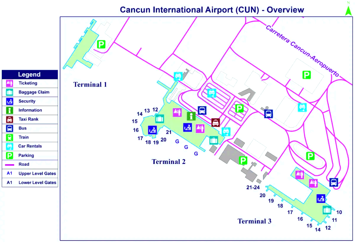 De internationale luchthaven van Cancun